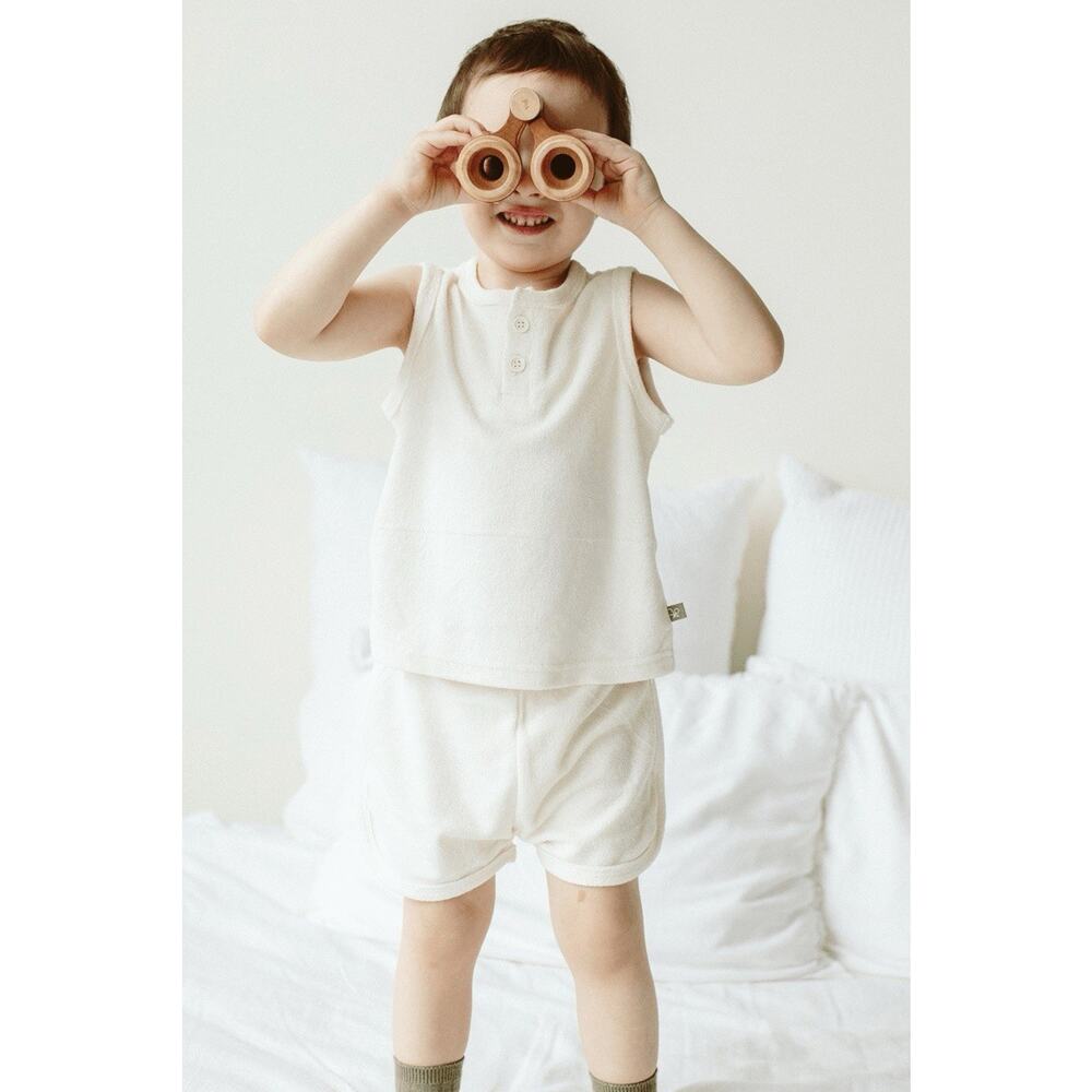Goumi Kids Baby Toddler Shorts Size 3T Terry Cloud Ivory‎ Bamboo Organic Cotton - Picture 2 of 4